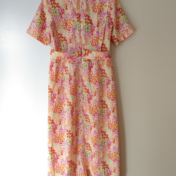 Amish Mennonite Cape Dress 36"B 31"W Vintage 60s Style Pink Orange - Picture 9 of 16